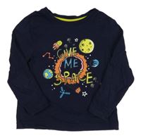 Tmavomodré pyžamové triko s vesmírem Primark
