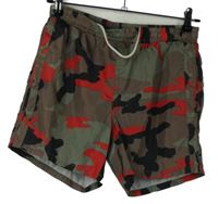 Pánské hnědo-černo-červené army plážové kraťasy 