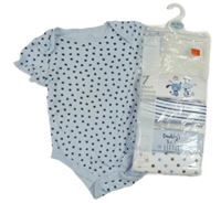 Nové - 5 x body - modré s hvězdami + bílé + modré pruhované + světlemodré + bílé s hvězdami Primark