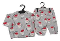 Nové - 2set - Šedá melírovaná mikina se Santy + tepláky F&F