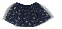 Tmavomodrá tylová sukně s jednorožci sinsay