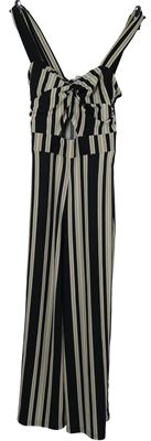 Dámský černo-béžový pruhovaný kalhotový culottes overal Amisu vel. 32 