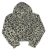 Béžová chlupatá vzorovaná mikina s kapucí H&M