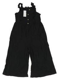Nové - Černý culottes overal s volánky George 