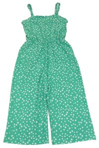 Zelený vzorovaný kalhotový culottes overal s květy PRIMARK