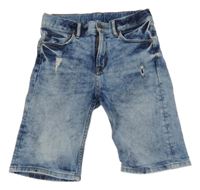 Modro-modré slim fit riflové kraťasy H&M