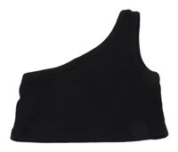 Černý žebrovaný crop top Shein