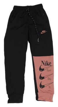 Černo-růžové tepláky s logem Nike