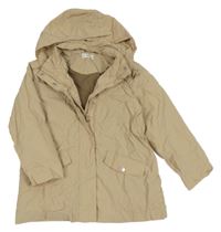 Béžová šusťáková podzimní parka s kapucí MANGO