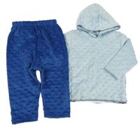 2set - Světlemodro-tmavomodrá minky mikina s kapucí + tepláky
