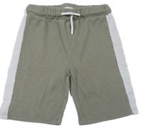 Khaki-světlemodré teplákové kraťasy 
