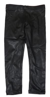 Černé koženkové zateplené legíny H&M
