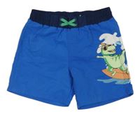 Modré plážové kraťasy s dinosaurem Lily & Dan