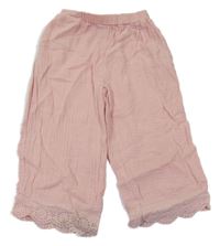 Světlerůžové mušelínové capri kalhoty Primark