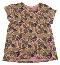 Růžovo-khaki tričko s listy Pepperts