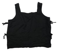 Černý lněný top s mašlemi zara
