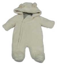 Smetanová kožešinová zateplená kombinéza s kapucí V by Very