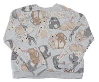 Šedá melírovaná mikina s králíčky H&M