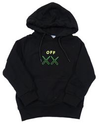 Černá mikina s nápisem a kapucí Off White