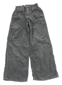 Šedé manšestrové wide leg kalhoty Zar