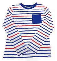 Bílo-modro-červené pruhované pyžamové triko s kapsou H&M