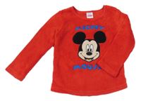 Červená chlupatá mikina s Mickeym Disney
