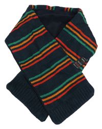 Tmavomodro-barevná pruhovaná pletená šála Matalan