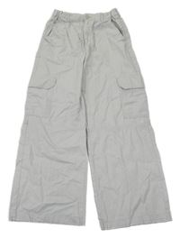 Světlešedé cargo plátěné kalhoty H&M