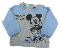 Šedo-modrá melírovaná mikina s Mickey Disney