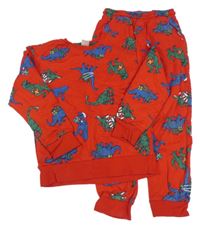 2set - Červená mikina s dinosaury + tepláky