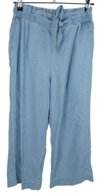 Dámské světlemodré široké lehké rifle s mašlí H&M
