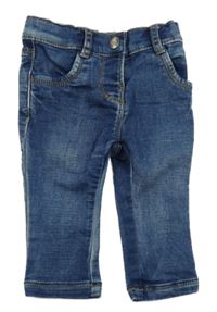 Tmavomodré elastické teplákové skinny rifle Topomini
