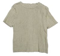 Béžové žebrované pletené tričko H&M