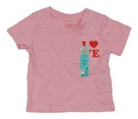 Nové - Světlerůžové tričko s nápisem Primark