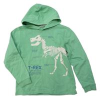 Zelená mikina s dinosaurem a kapucí H&M