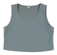 Modrošedý žebrovaný crop top SHEIN