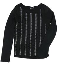 Černý crop svetr s kamínky ZARA