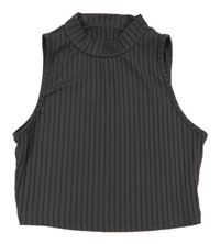 Tmavošedý žebrovaný crop top Shein
