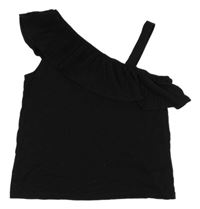 Černý crop top s plisovaným volánem H&M