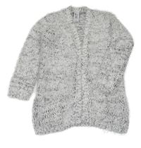 Bílo-černý melírovaný chlupatý svetrový cardigan C&A