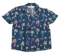Tmavomodrá košile s palmami H&M