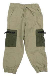 Béžové plátěné cargo cuff kalhoty Primark