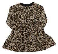 Hnědo-černé třpytivé teplákové šaty s leopardím vzorem Next