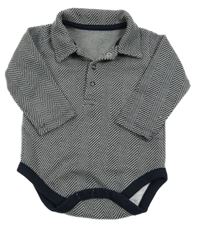 Tmavomodro-šedé vzorované polo body Matalan