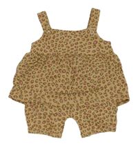 Béžovo-hnědo-růžový leopardí kraťasový overal Manguun