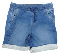 Modré PULL ON teplákové riflové kraťasy Denim Co.