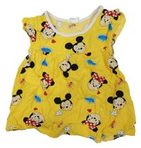 Tmavožluté šaty s Minnie a Mickey
