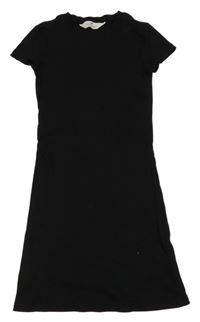 Černé žebrované dlouhé šaty H&M