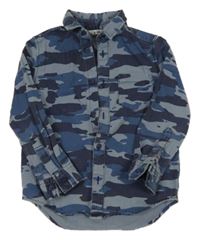 Modro-tmavomodrá army riflová košilová bunda M&Co.