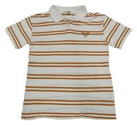 Smetanovo-hnědé pruhované polo tričko s výšivkou H&M